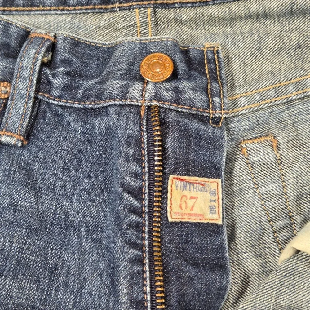 Polo Ralph Lauren Jeans Mens 32X30 Blue Vintage 67 Distressed Straight Leg Denim